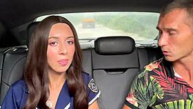 A young woman in a police roleplay encounters strangers in the forest, leading to an unexpected encounter.