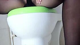 asian woman secretly masturbates in toilet with toys, does it turn you on?