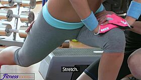 fitnessrooms multiple orgasms for black haired gym nymph during yoga session.