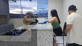 fucking hot wife in kitchen until she cums