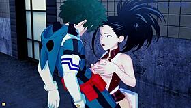 Mina Ashido And Momo Yaoyorozu Fuck Izuku Midoriya In My Hero Academia Hentai