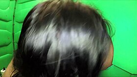 blowjob and swallow at porta gloryhole in outdoor construction site.