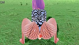 3d hentai girl, suck on these big tits in fishnet?