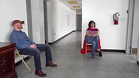 Milf gags on jizz in doctor's waiting room 😍