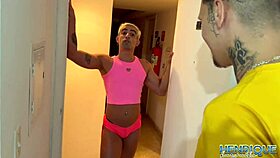 me and my partner devour the sissy in panties, leaving with cum on face