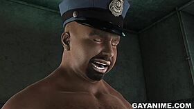 3D cartoon prisoner takes it hard in the ass from a chubby black cop.