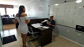 Sex on the engineering desk with anal and creampie