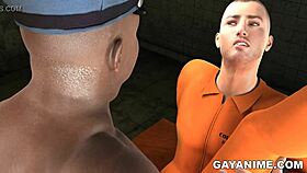 3D cartoon prisoner takes it hard in the ass from a chubby black cop.