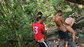 Walking in the park, I caught these guys banging and joined to drill the group’s slut