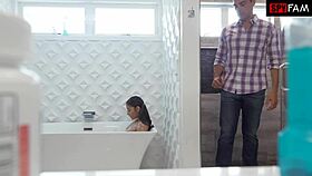 Emily begs stepdad to use her tight pussy like a toy