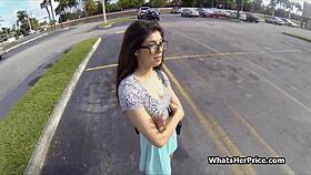 fucking cute broke teen in glasses for cash 💸😍