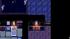 in the hentai game, tanned natsuki gives a handjob to a married guy in the bathroom.