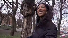 german scout - brown ebony bombshell gets pounded to eye-rolling orgasm at pickup casting 😍