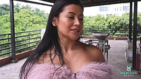 Big black cock lover gets a rooftop quickie with a BBC