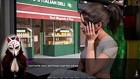 Kate plays in cartoon cosplay game outdoors