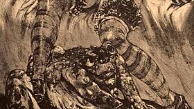 Vintage erotic cartoon illustration from antique anime.