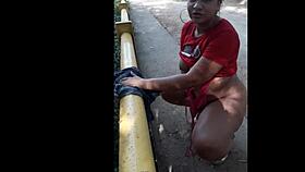 flashing my big ass and wet pussy to strangers on the street