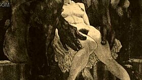 Vintage erotic cartoon illustration from antique anime.