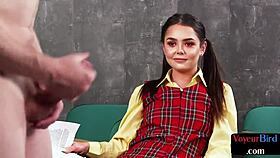 Wow, college fem lady teases nympho teacher after class!