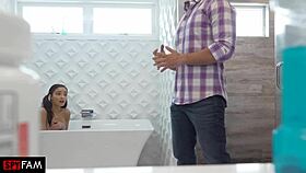 Emily begs stepdad to use her tight pussy like a toy