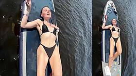 Sunset romance with bikini babe on paddle boards