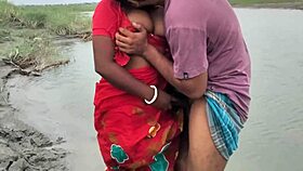 bowdi fuck beside a river with natural tits