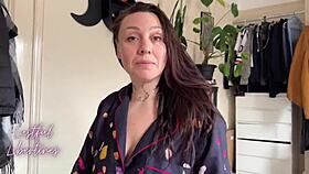 stepmom catches me filming, hesitates to cheat on dad, still lets me finish on her hairy pussy