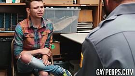 Hey, cute twink, wanna get barebacked by this hot cop for stealing?