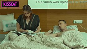 horny stepmom helps stepson cum with a quick jerk in shared bed