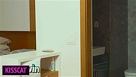 horny stepmom helps stepson cum with a quick jerk in shared bed