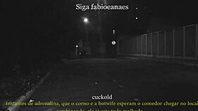 Wow, this naughty milf is showing off her skirt to the cuckold voyeur on the street!