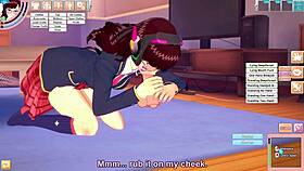 D Va rides cock in deep cowgirl session.