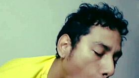 enjoying hairy guy's dick with blowjobs