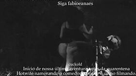 Wow, this naughty milf is showing off her skirt to the cuckold voyeur on the street!