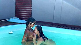 Tia And Sobrinha Surprised By Friends In Pool