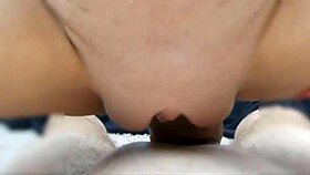 Triple squirt from petite shaved pussy with cute creampie finish?