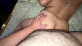 Chubby teen shows neighborhood tricks in motel, moaning like a whore with cum in mouth.