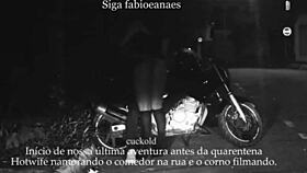 Wow, this naughty milf is showing off her skirt to the cuckold voyeur on the street!