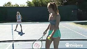 April Brooks and Sarah Vandella in a hot 69 scene in the backyard