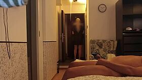 Delivery guy catches the naked blowjob scene