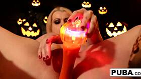 hot stacked nadia celebrates halloween by makin herself cum
