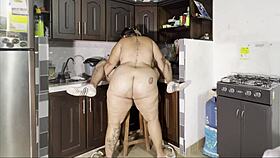 My neighbor helps me spend the night and in the end i give her a good tit fuck