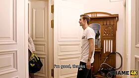 shame4k boy sneaks after mature blonde into shower for a quick bang