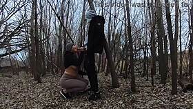 blonde wife sucks cock outdoors in the park 😍