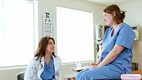 Big tits homemade brunette gets lesbian love from doctor and assistant