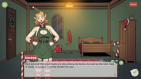 Claus hides a naughty Xmas hentai surprise with sexy Santa wife.