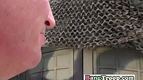 superior officer orders soldiers to shove junk in tight hole