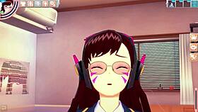 D Va rides cock in deep cowgirl session.