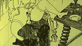 Vintage erotic drawing in retro style