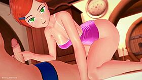 Gwen gets hot in swimsuit for hentai parody